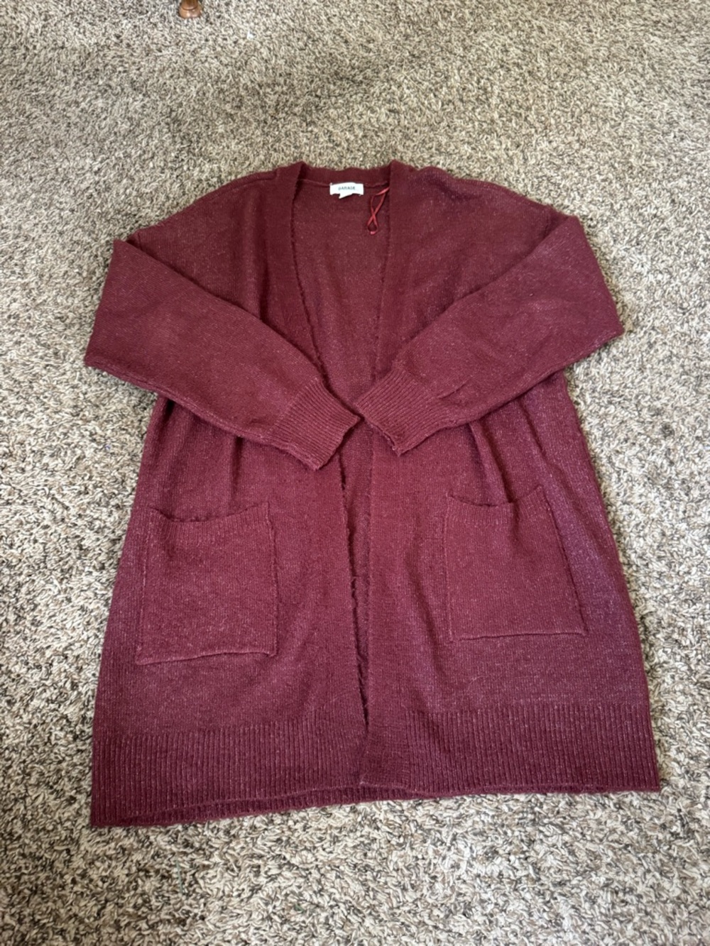 Garage Open-Front Knit Cardigan - Wine
